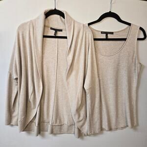 White House Black Market Cardigan and tank set, Lounge, Cream, Size M